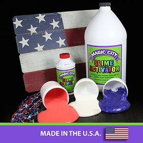 Kids using Magic City Slime Activator for safe, DIY slime at home.