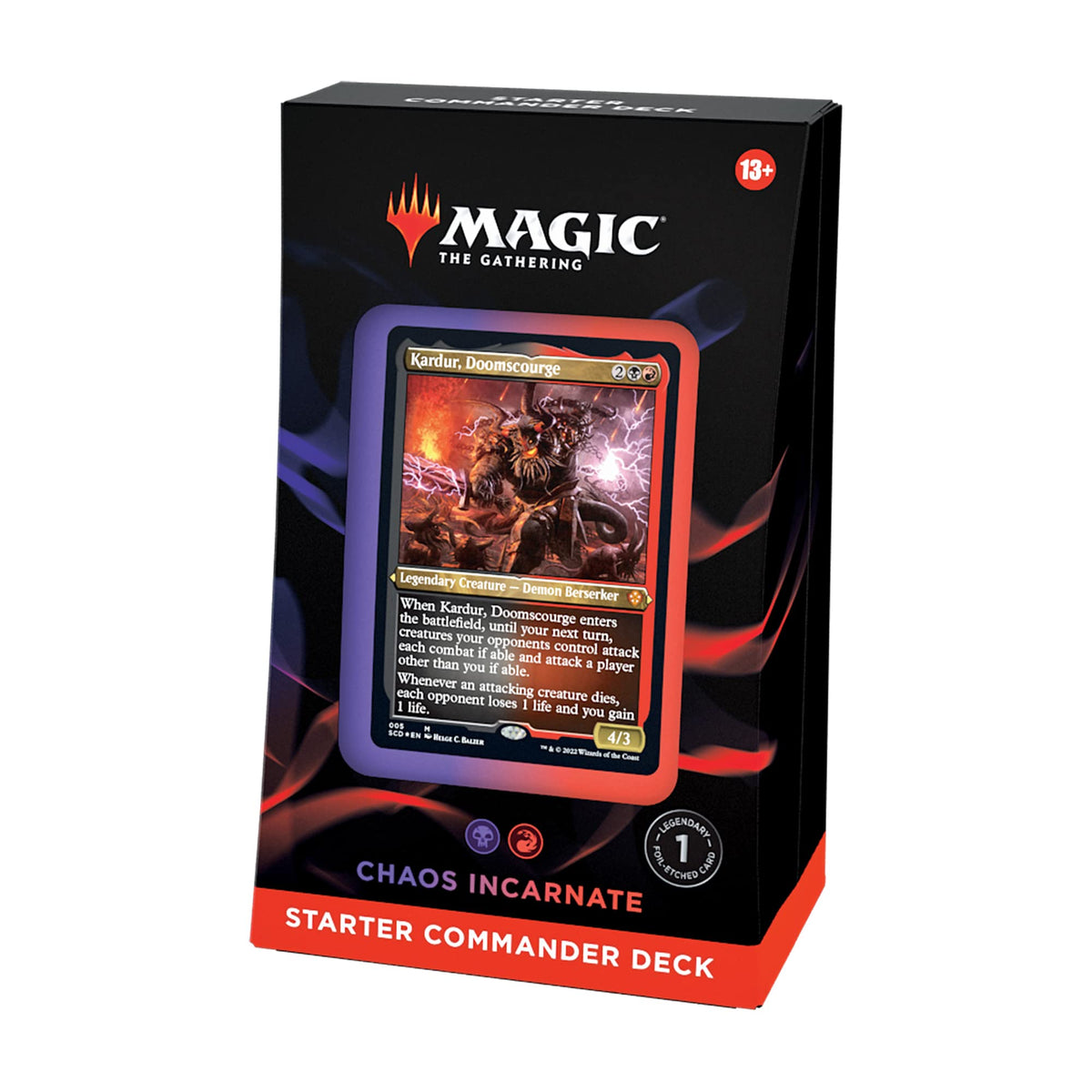 Chaos Incarnate deck box keeps cards organized for travel and storage.
