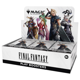 Magic: The Gathering FINAL FANTASY Play Booster Box cover features iconic characters for fans.