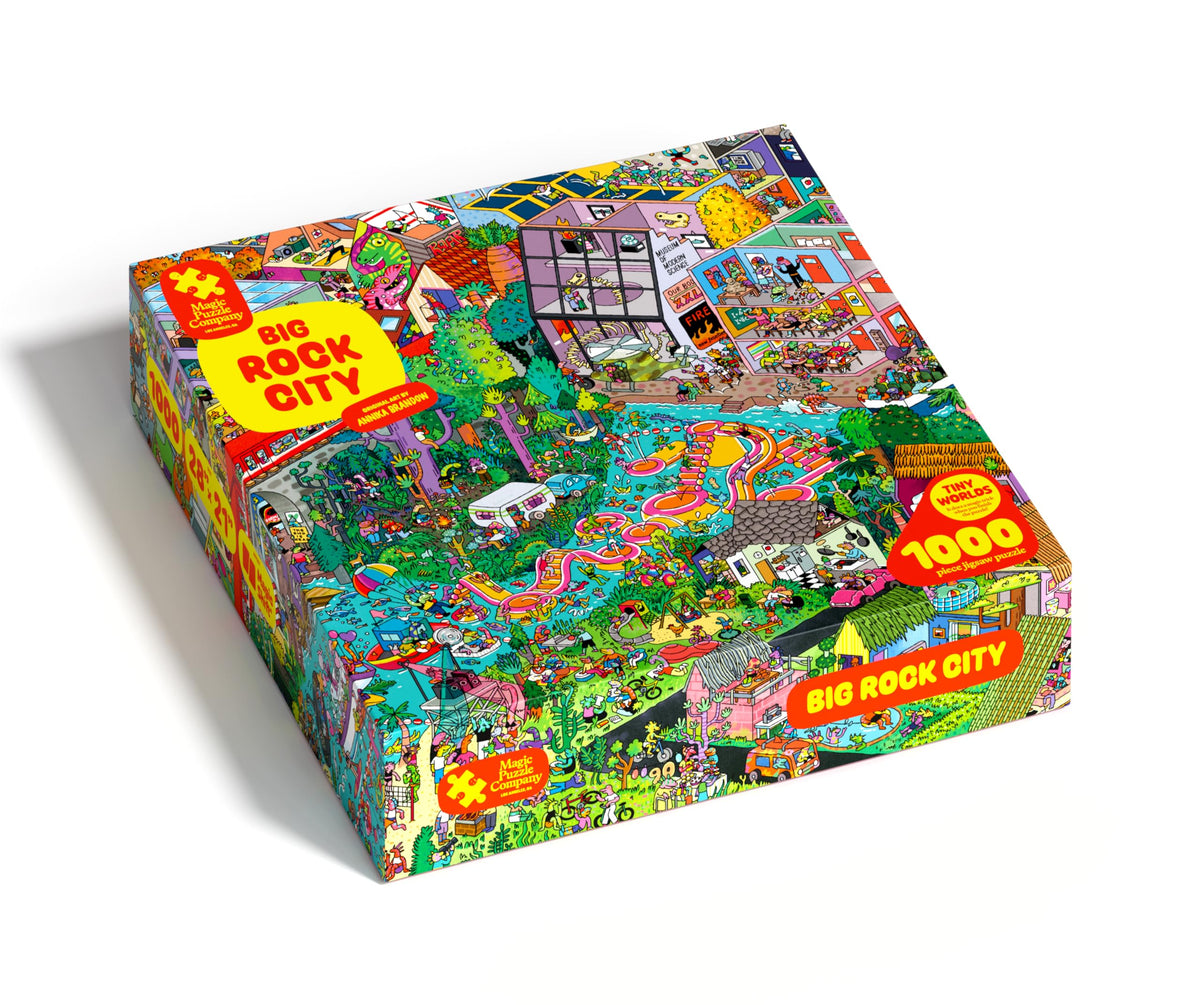 Magic Puzzle Company Big Rock City cover invites you to start a 1000-piece challenge at home