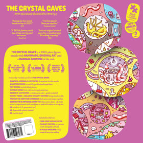 Close-up of Crystal Caves artwork showing intricate details and hidden elements