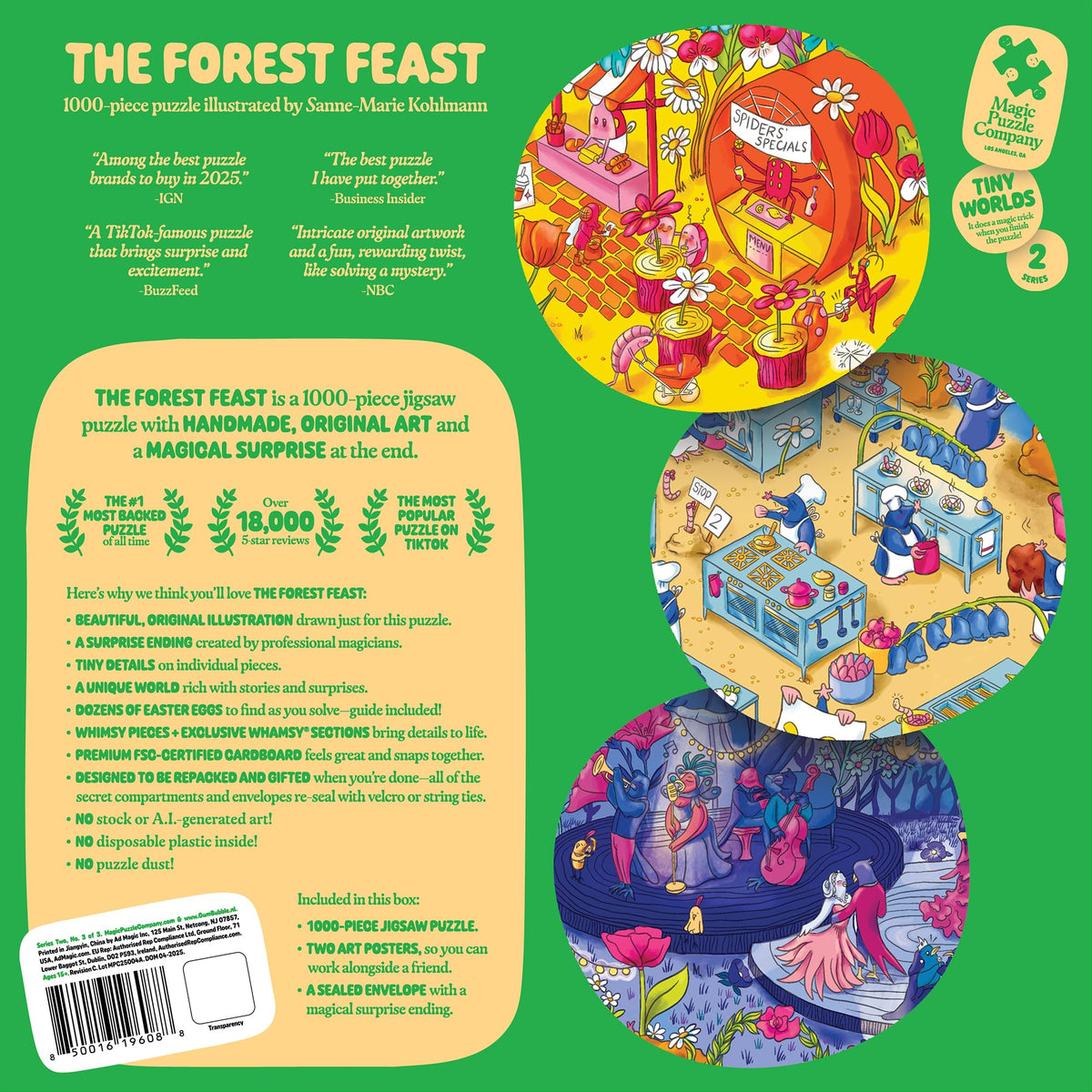 Close-up of The Forest Feast puzzle pieces showing intricate design for immersive solving.