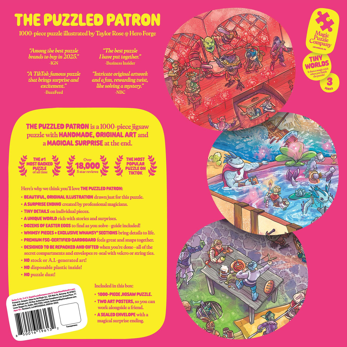 Magic Puzzle Company The Puzzled Patron artwork detail reveals tiny easter eggs