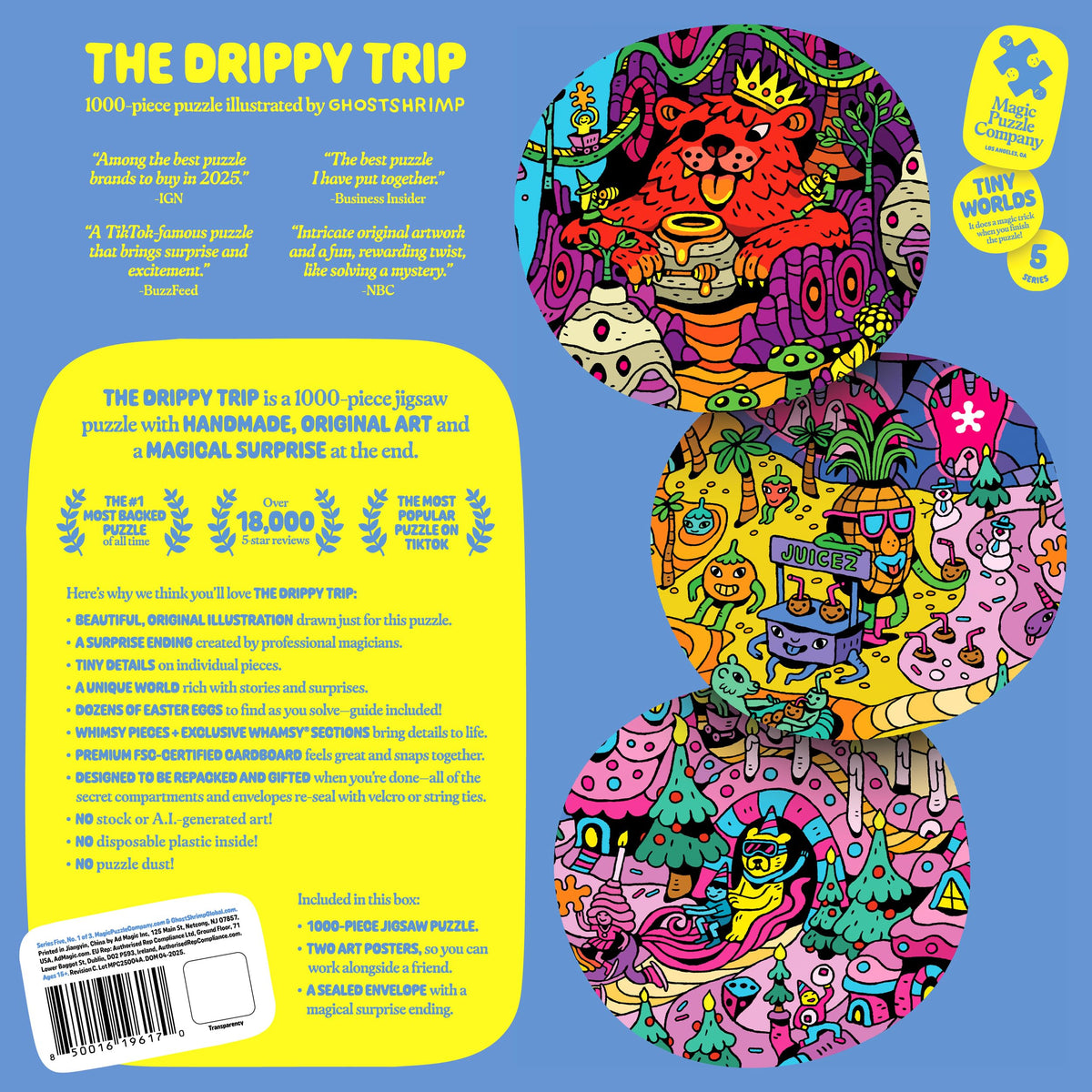 Magic Puzzle Company The Drippy Trip pieces on table encourage collaborative solving.