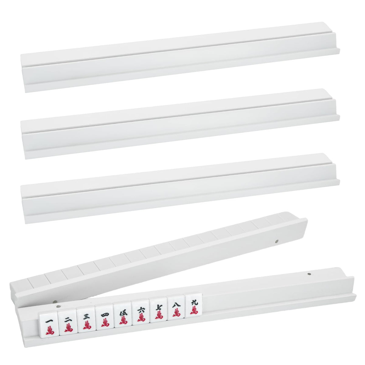 Magic Sewing Machine 4pc mahjong rack set on table for organized play.