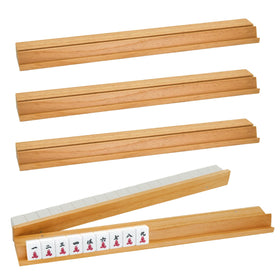 Magic Sewing Machine mahjong rack in natural wood highlights durable, eco-friendly material.