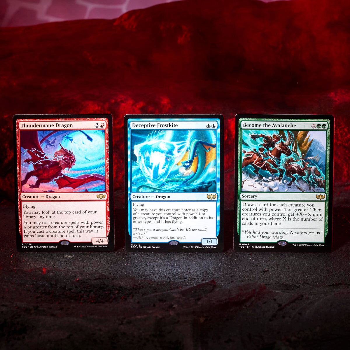 Magic: The Gathering Tarkir Dragonstorm collector booster sample pack with foil cards.