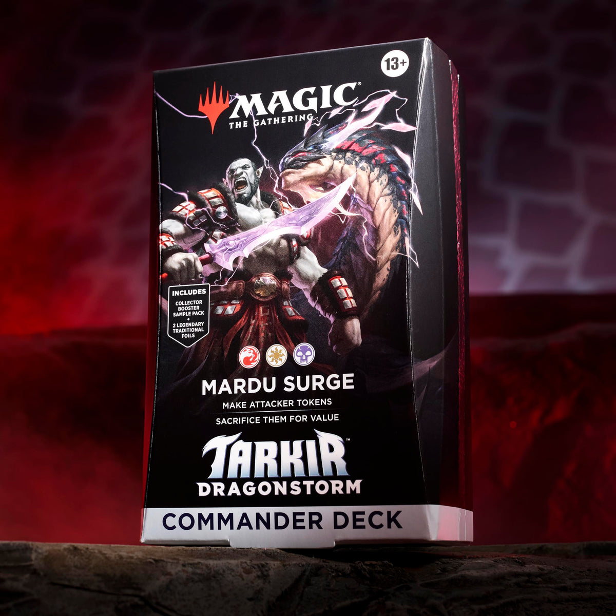 Magic: The Gathering Tarkir Dragonstorm deck packaging on shelf, ideal for display or gifting.