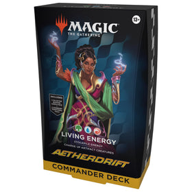 Magic: The Gathering Living Energy deck cover featuring Saheeli, ready for epic multiplayer battles
