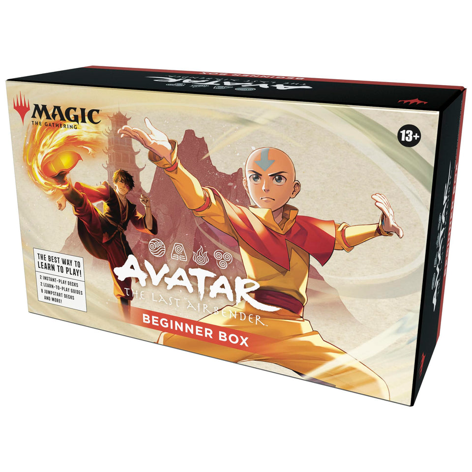 Magic: The Gathering Avatar box cover art supports two-player guided learning and themed decks.