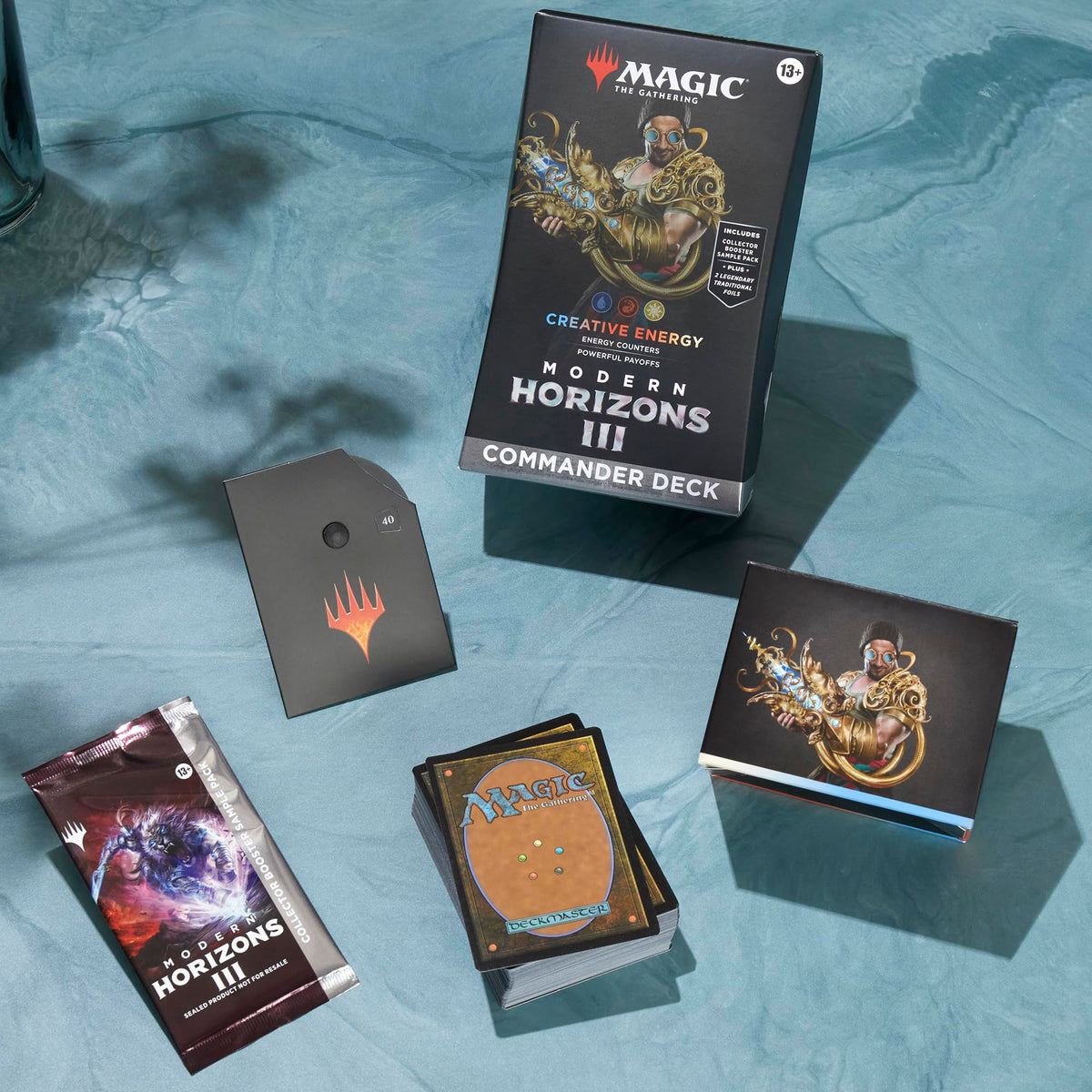 Magic: The Gathering Creative Energy foil-etched display commander on display