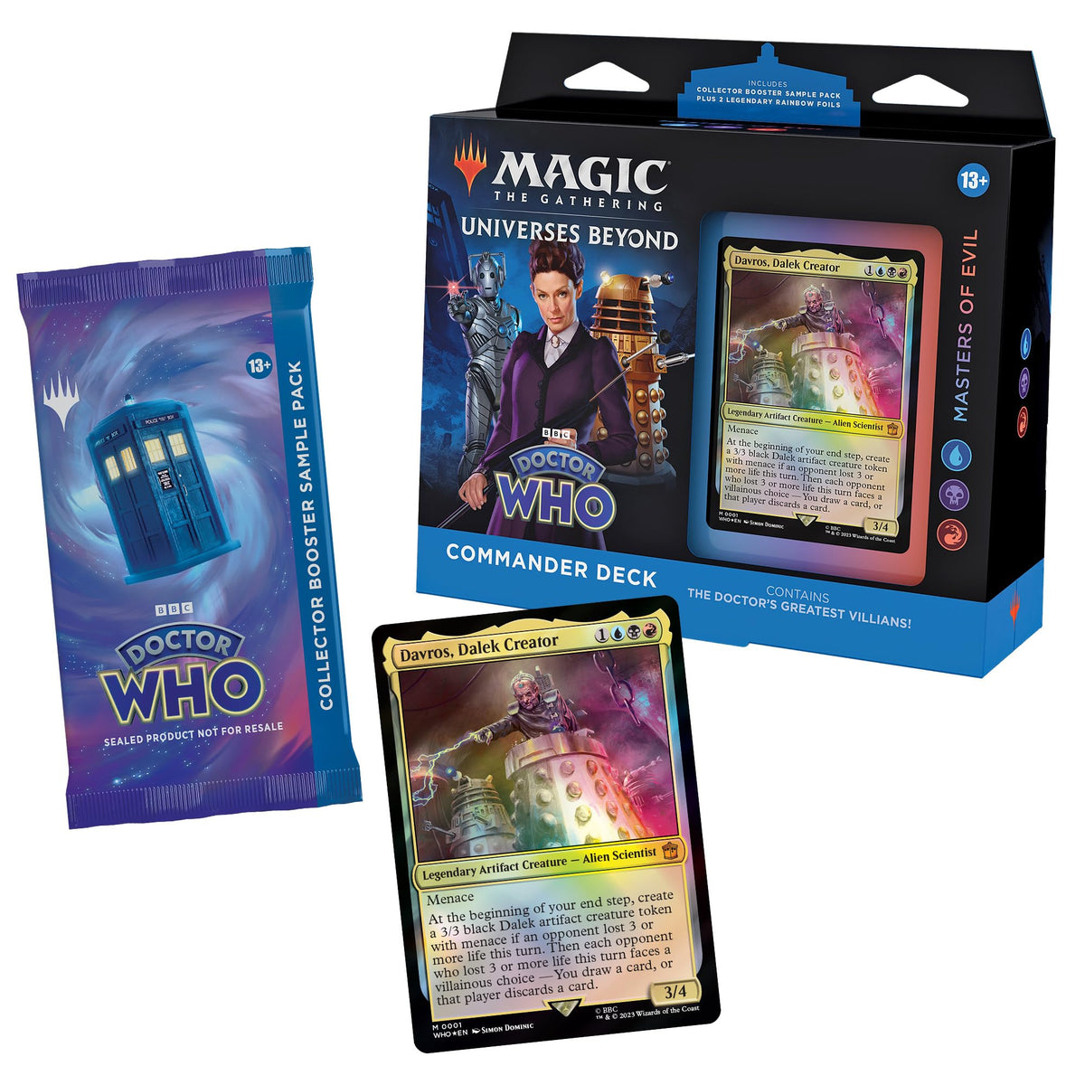 Magic: The Gathering Doctor Who Masters of Evil on the table enables multiplayer strategy.