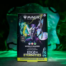 Magic: The Gathering World Shaper foil borderless commander card with striking artwork.