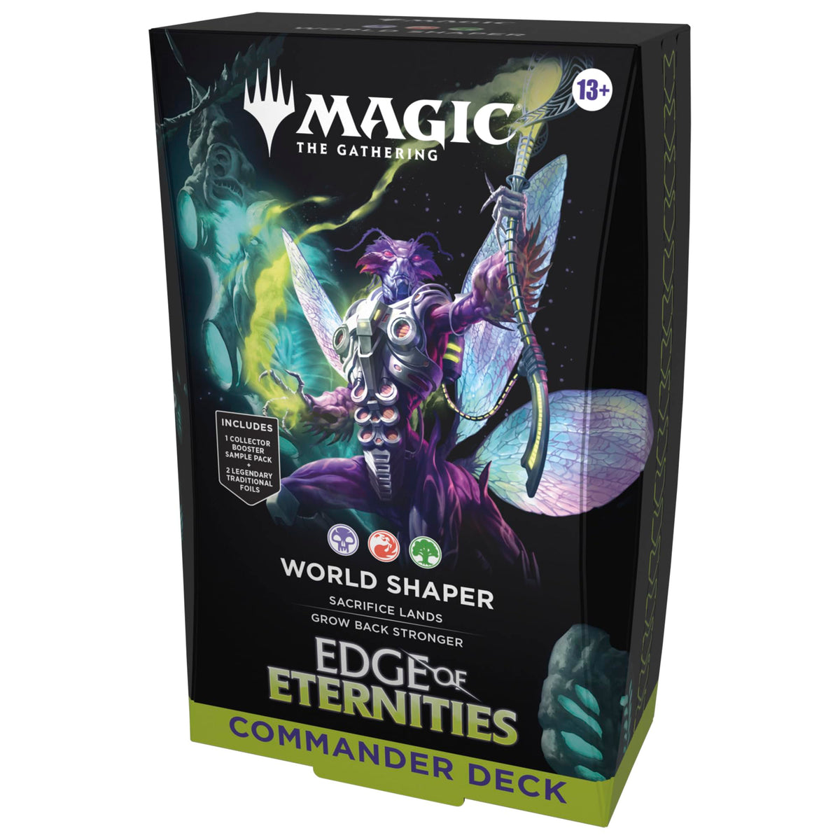 Magic: The Gathering World Shaper deck cover shows dramatic borderless commander art.