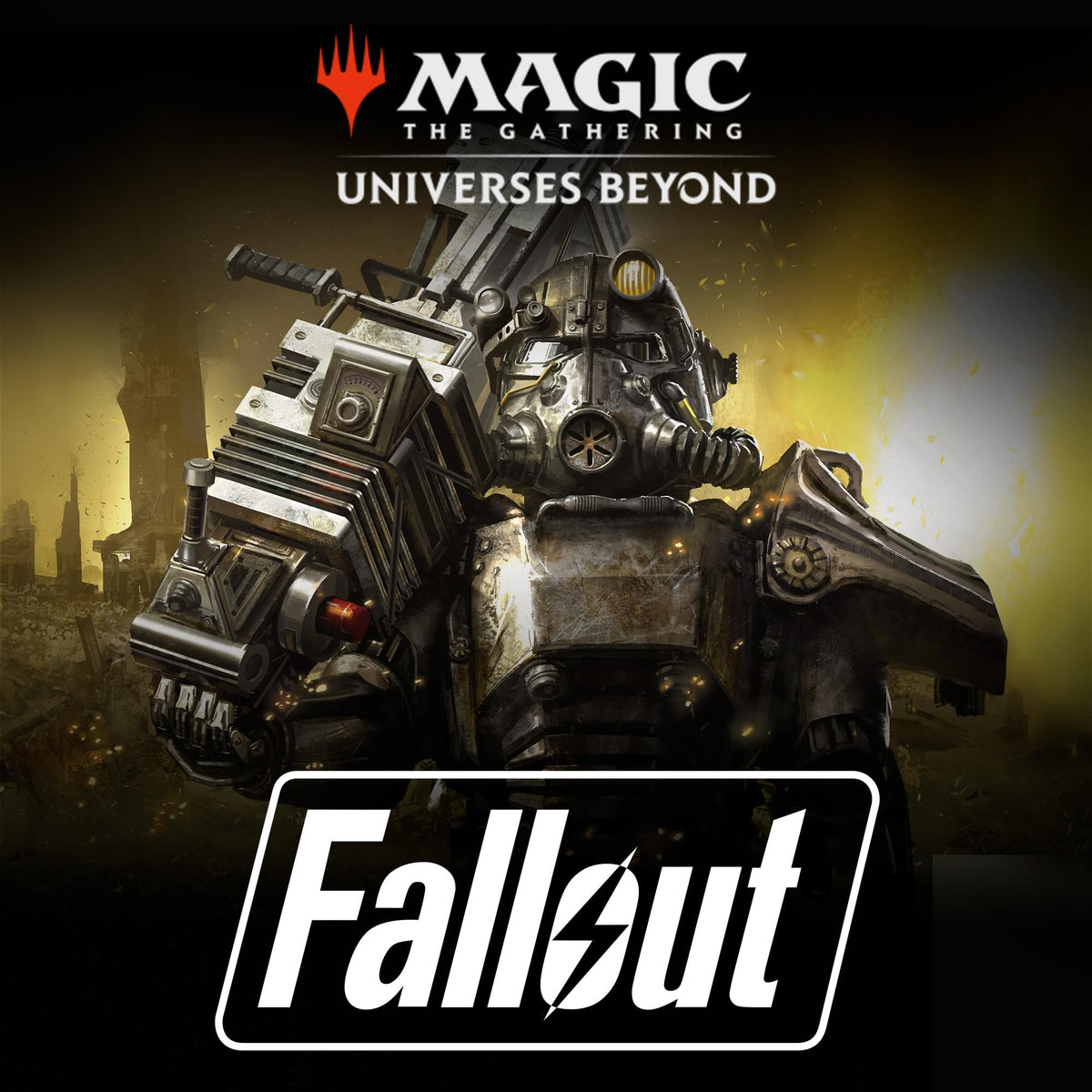 Magic: The Gathering Fallout Science deck box and life wheel support organized multiplayer sessions.