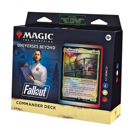 Magic: The Gathering Fallout Science! deck cover art evokes post-apocalyptic themes for immersive play.
