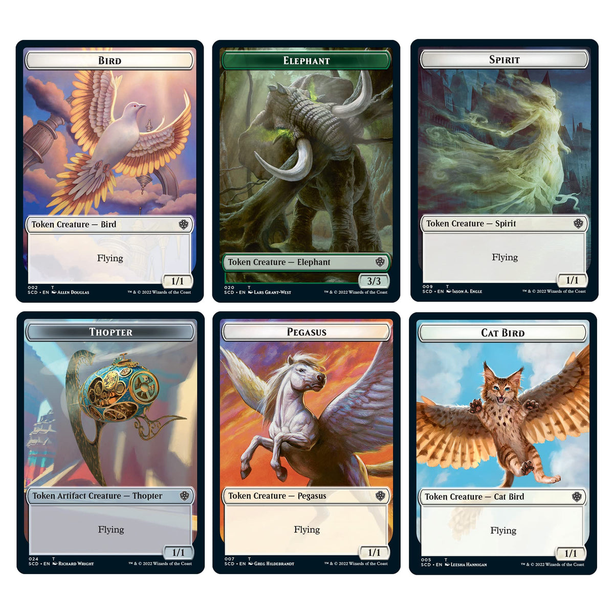 Magic: The Gathering First Flight tokens and deck box shown for organized multiplayer battles.