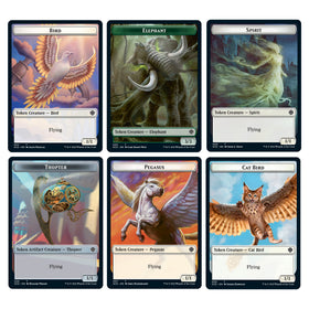 Magic: The Gathering First Flight tokens and deck box shown for organized multiplayer battles.