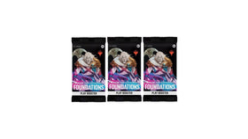 Magic: The Gathering Foundations Play Booster pack front view with a diverse card mix.