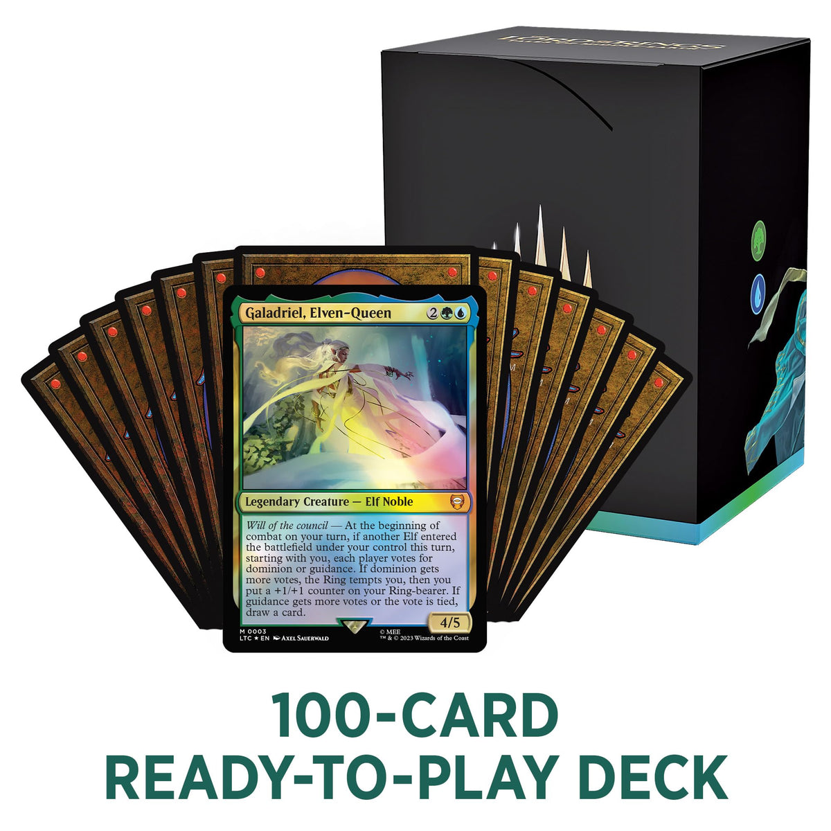 Magic: The Gathering LOTR commander cards with foil and nonfoil variety.