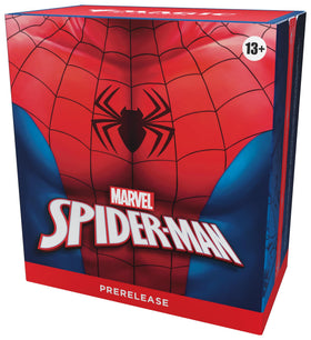 Magic: The Gathering Marvel's Spider-Man Prerelease Kit front view with six boosters for game play