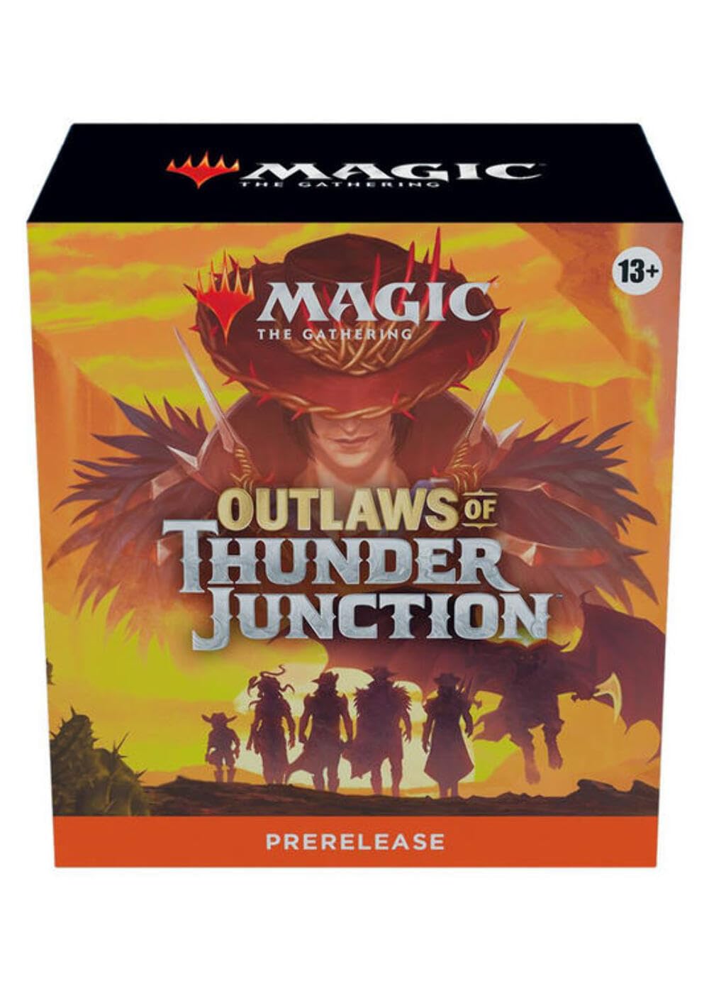 Magic: The Gathering Outlaws of Thunder Junction cover art enhances product appeal with bold fantasy visuals.