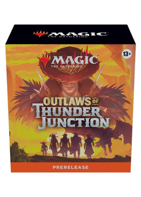 Magic: The Gathering Outlaws of Thunder Junction cover art enhances product appeal with bold fantasy visuals.