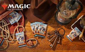 Magic: The Gathering Outlaws of Thunder Junction packaging visuals boost shelf appeal for fans.