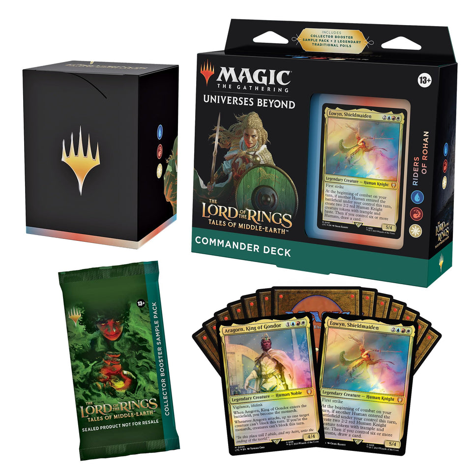 Magic: The Gathering Riders of Rohan deck box keeps 100 sleeved cards organized for quick play.