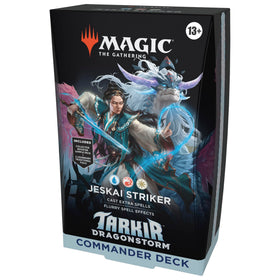 Magic: The Gathering Tarkir Dragonstorm Jeskai Striker deck front view with vibrant card art