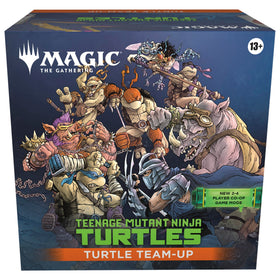 Magic: The Gathering Turtle Team-Up hero decks ready for cooperative play.