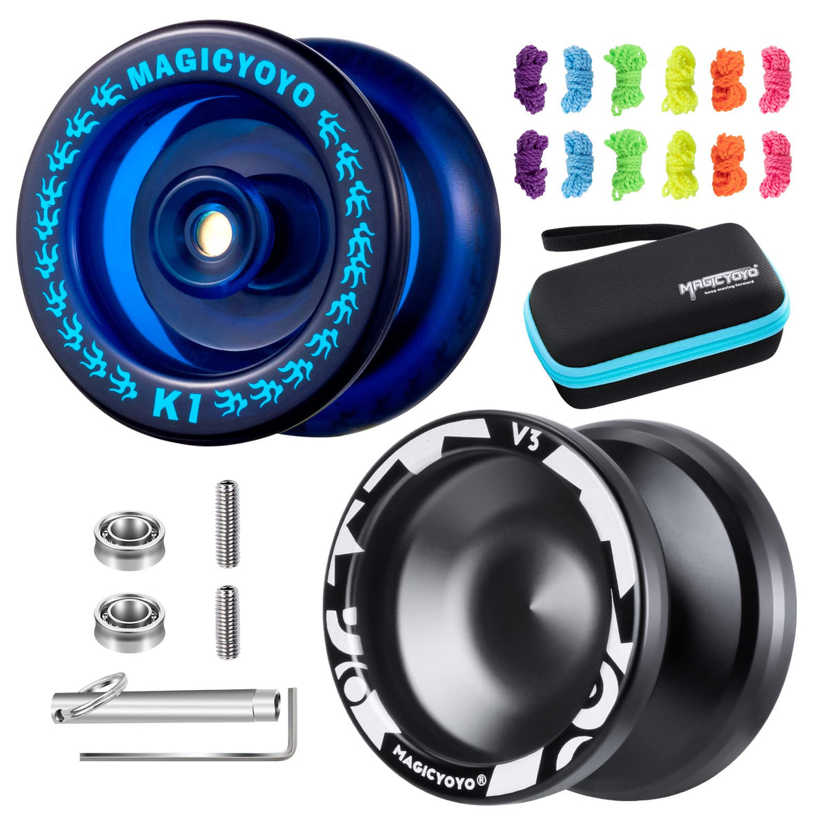 MagicYoYo V3 Black metal yoyo with durable alloy and smooth spin for beginners.