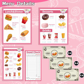Magic4U diner food collection featuring realistic play foods for pretend dining