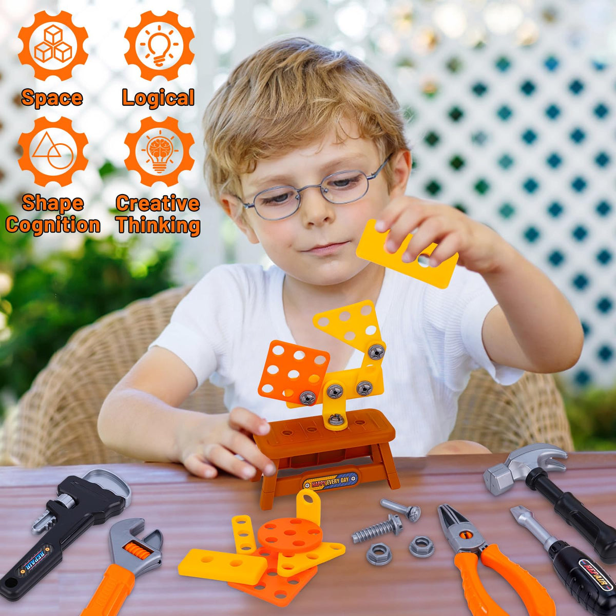 Magic4U electric drill features interchangeable bits and realistic sound effects.
