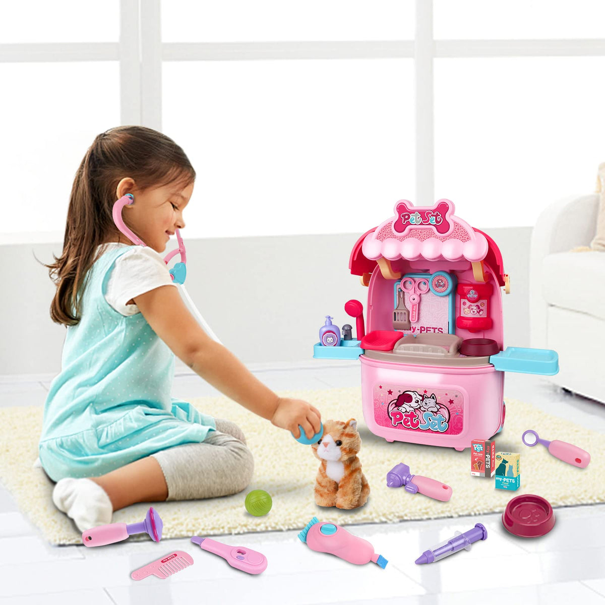 Magic4U gift-ready pet doctor play set for kids