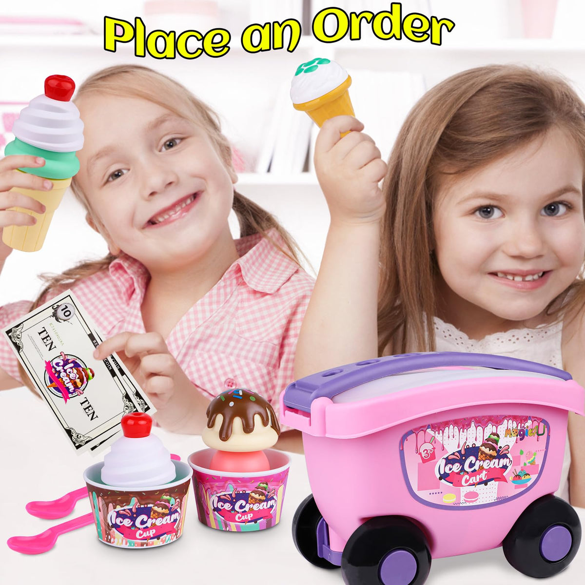 Magic4U menu and fake money support basic ordering and transactions in pretend play