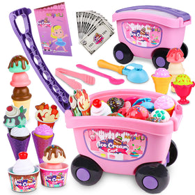 Magic4U ice cream cart with scooper and scoops promotes imaginative pretend play