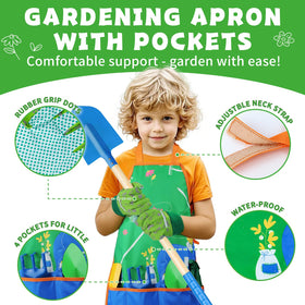 Magic4U kids gardening apron with pockets keeps tags and tools handy