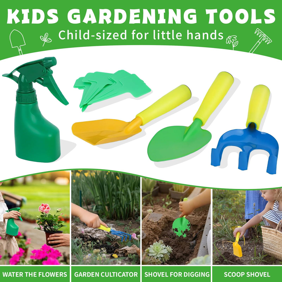 Magic4U kids gardening gloves providing comfortable grip during soil work