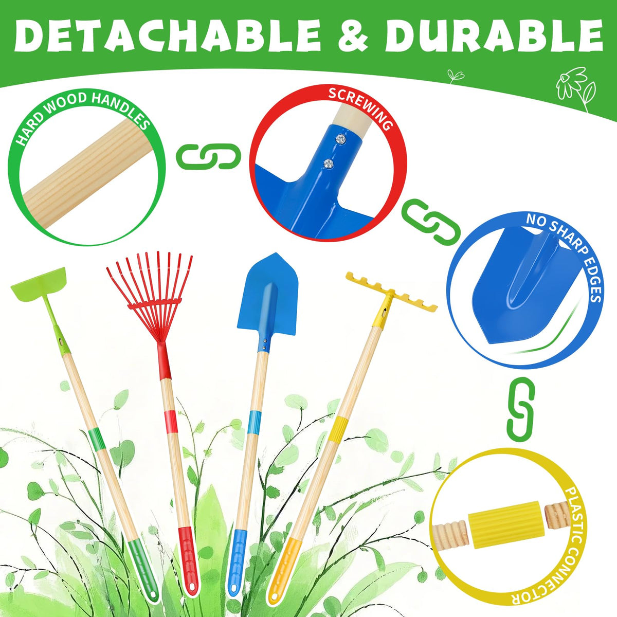 Magic4U kids gardening rake designed for collecting leaves and smoothing soil