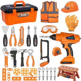 Magic4U kids tool set with toolbox open for imaginative pretend play and easy access.