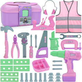 Magic4U kids tool set box keeps tools organized for easy pretend play.