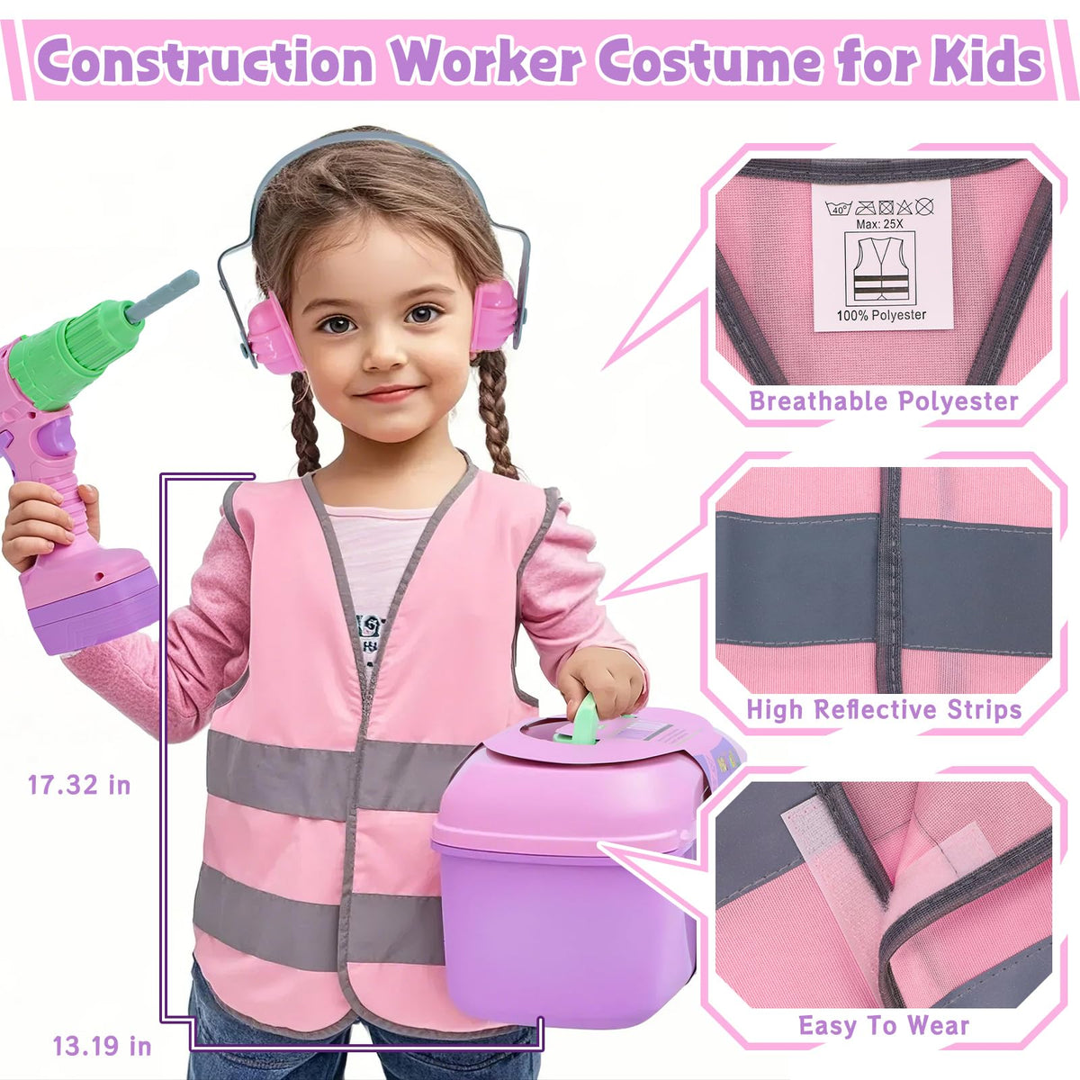 Magic4U electric drill with replaceable bits enhances pretend play.