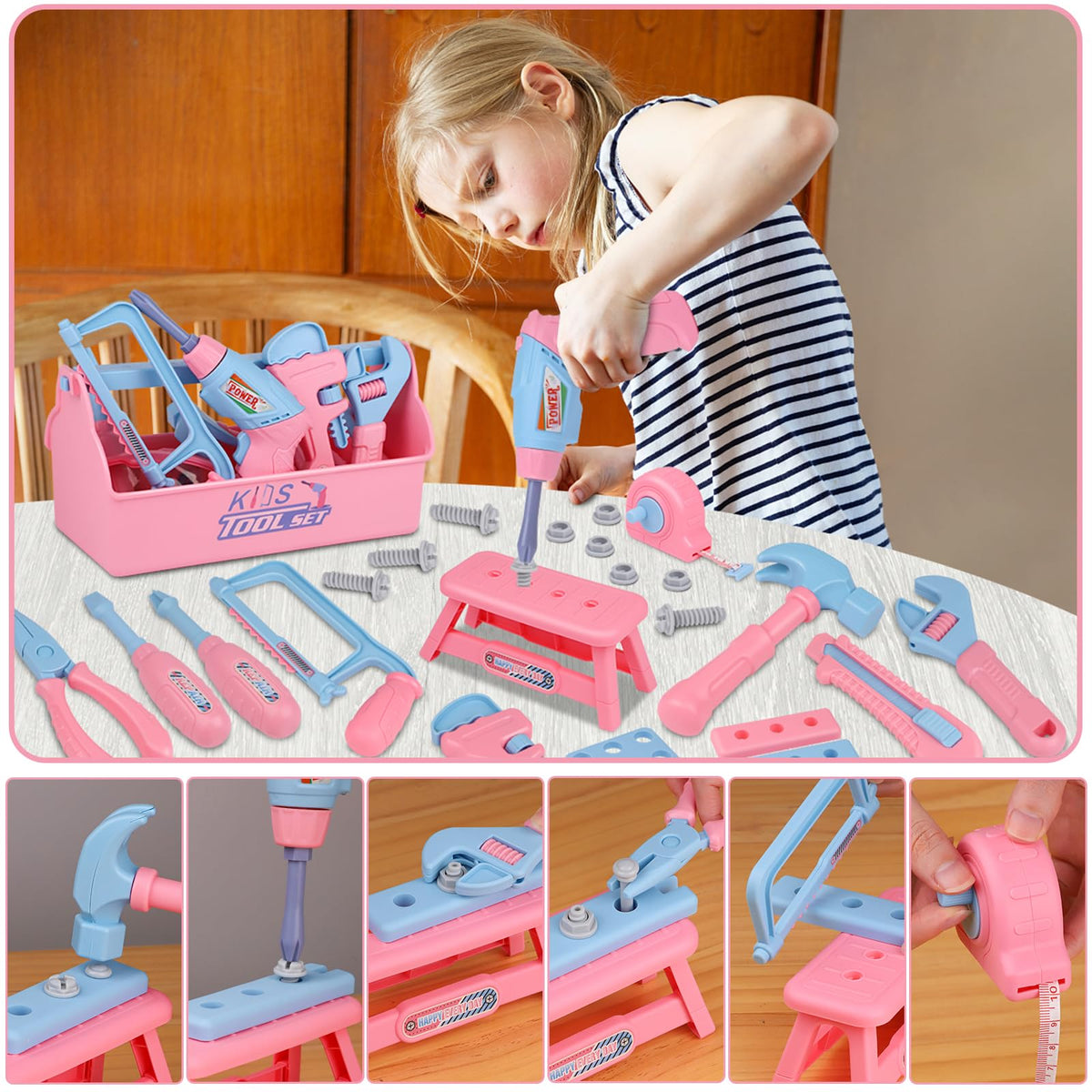 Magic4U kids tool set screwdrivers and hammer for imaginative repairs.