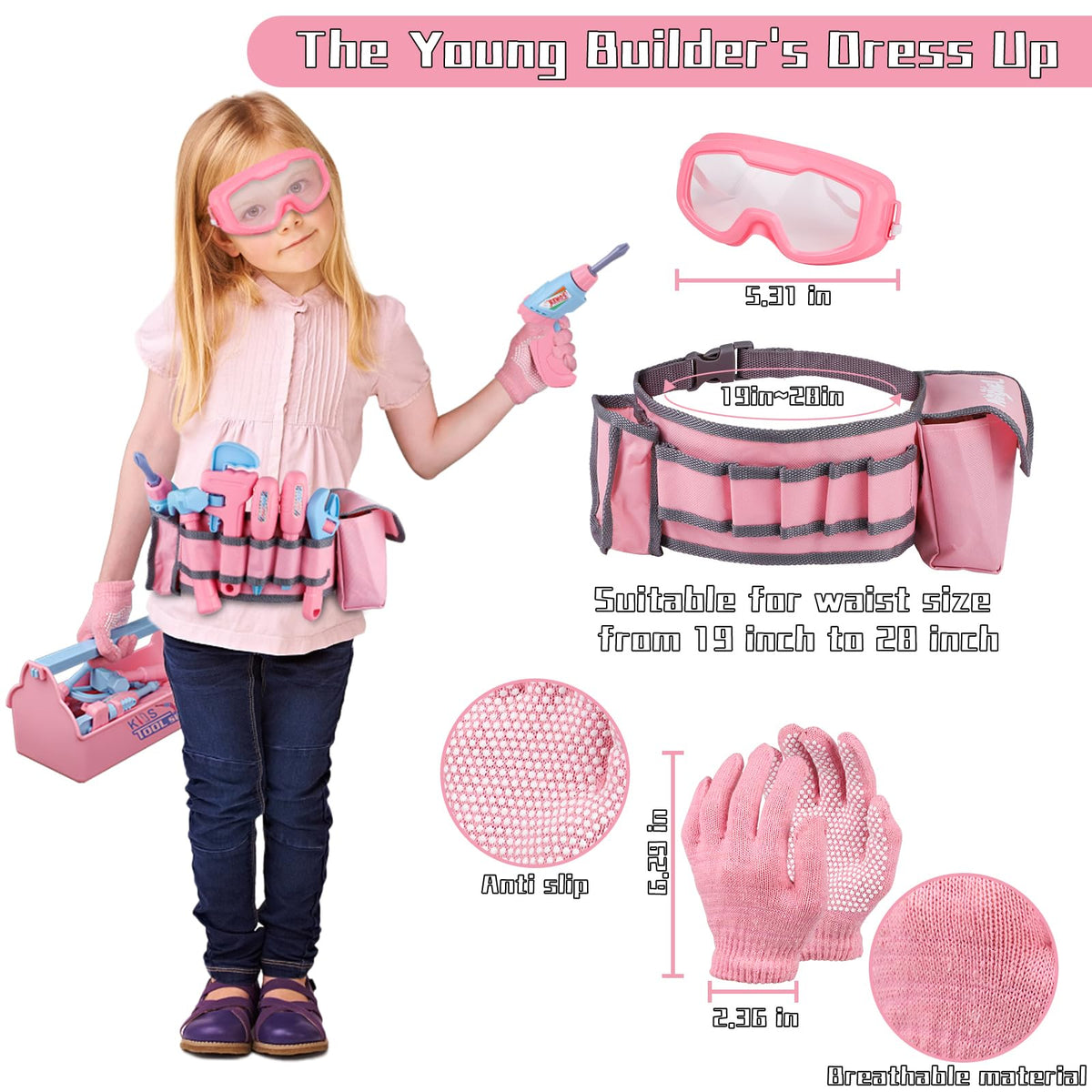 Magic4U kids tool set tape measure for pretend construction projects.
