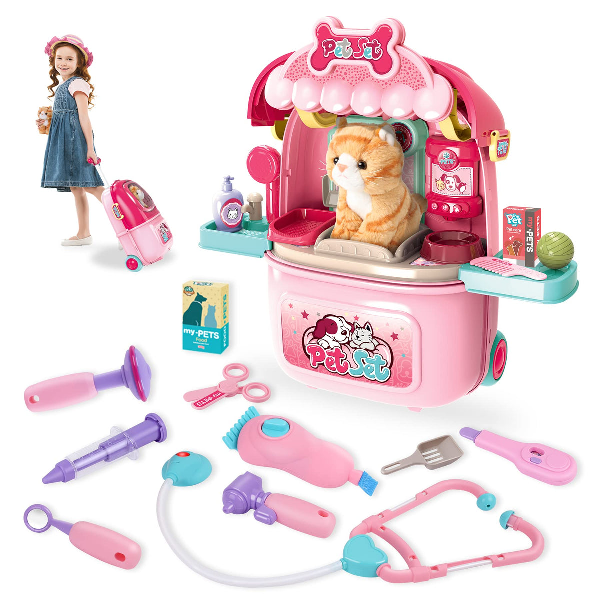 Magic4U pet care suitcase contents inspire imaginative vet playtime