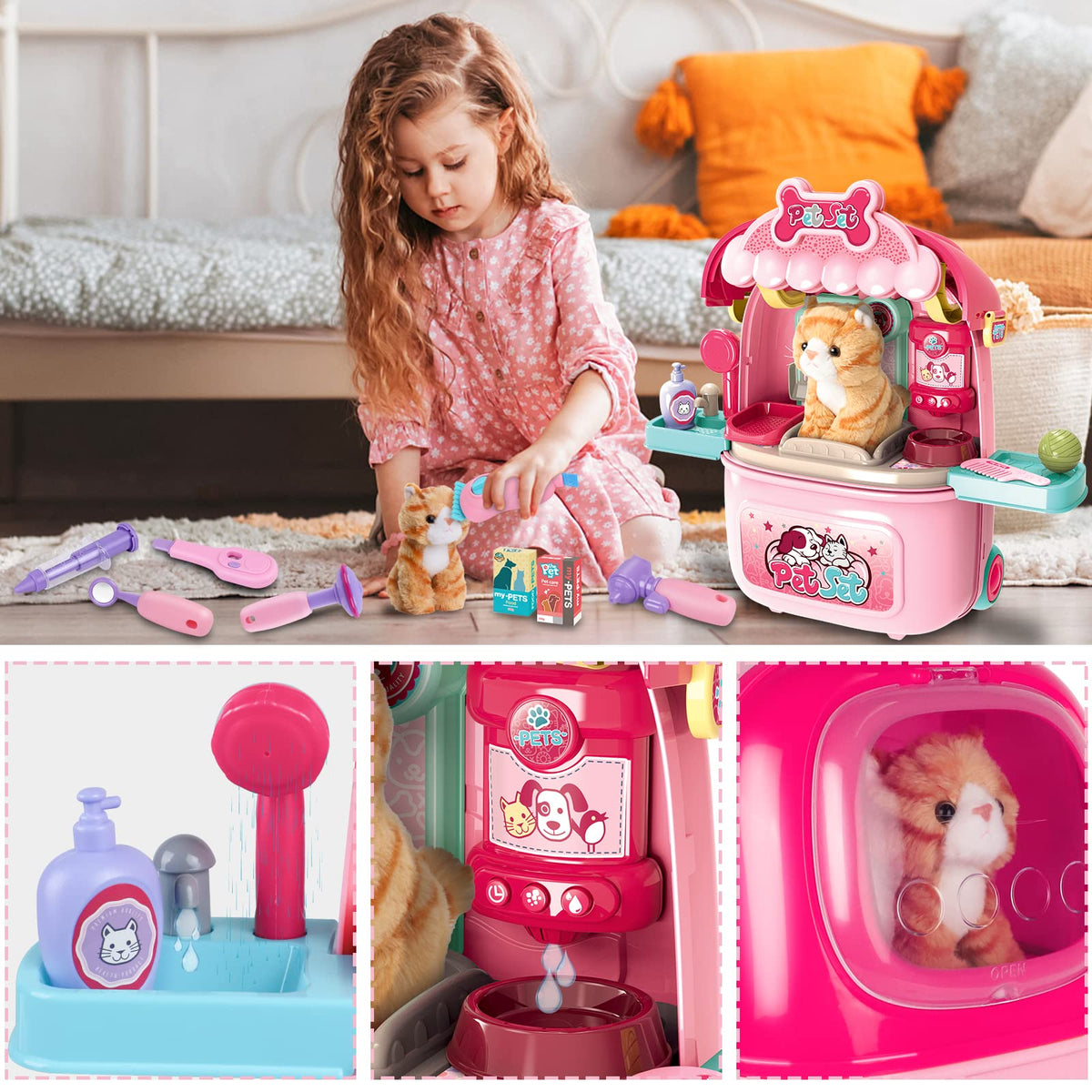 Magic4U plush kitty and tools for safe pretend play