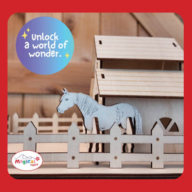 Magical Valley barn fence pieces creating a charming play space