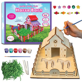 Magical Valley Horse Barn Kit assembly scene encourages imaginative play