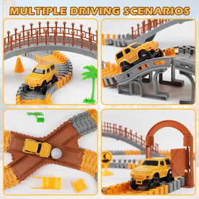 MagicKidz dump truck navigating bright construction tracks improves focus.